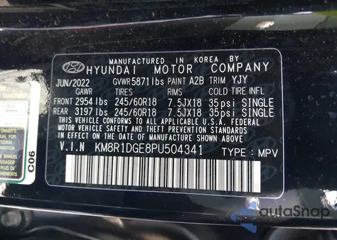 2023 Hyundai Palisade Se from USA, damaged, VIN KM8R1DGE8PU504341